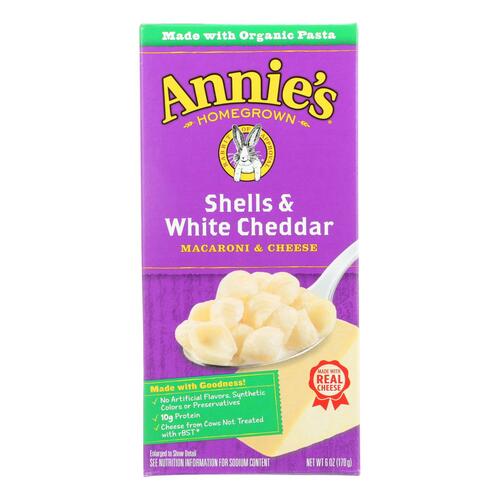 ANNIE’S HOMEGROWN: Shells and White Cheddar, 6 Oz - 0013562000043