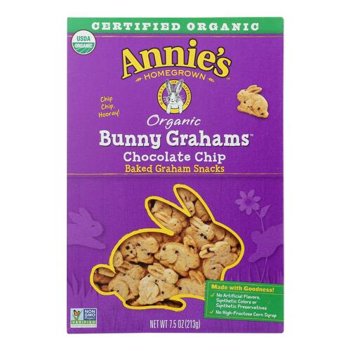Annie'S Organic Chocolate Chip Bunny Grahams Baked Graham Snacks - 00013562000180