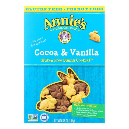 Annie's Homegrown Gluten Free Cocoa And Vanilla Bunny Cookies - Case Of 12 - 6.75 Oz. - 013562000197