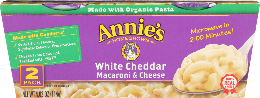 ANNIES HOMEGROWN: Pasta Cup White Cheddar 2pk, 4.02 oz - 0013562000616