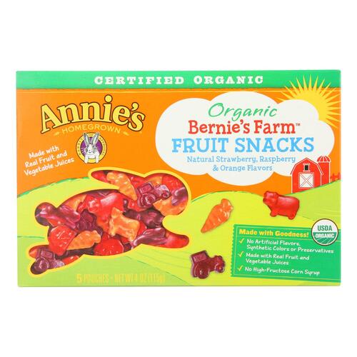 Annie'S Organic Bernie'S Farm Fruit Snacks 5 Count - annies