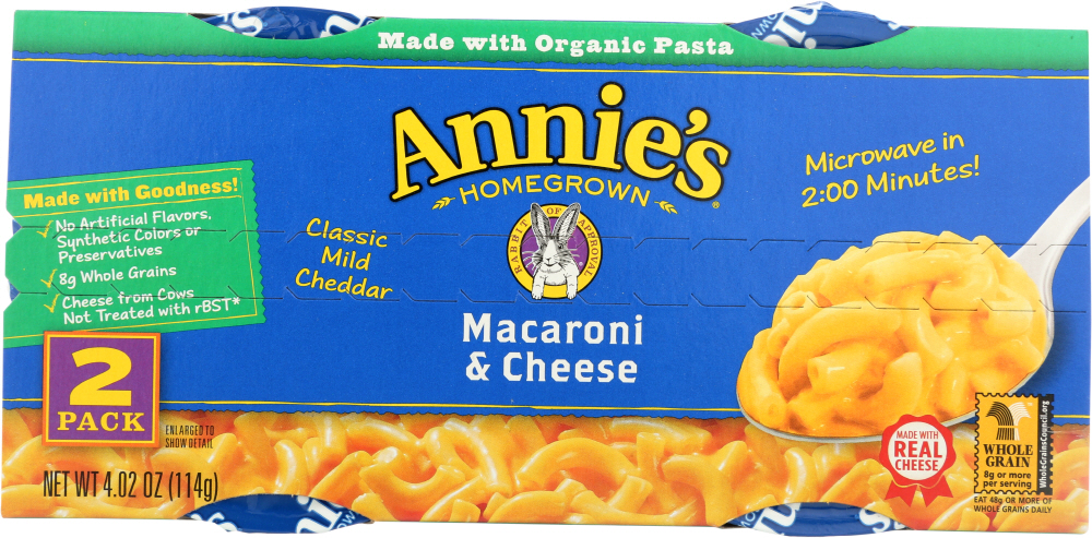 Annie'S Classic Mild Cheddar Microwavable Macaroni And Cheese Micro Cup 2Ct - annies