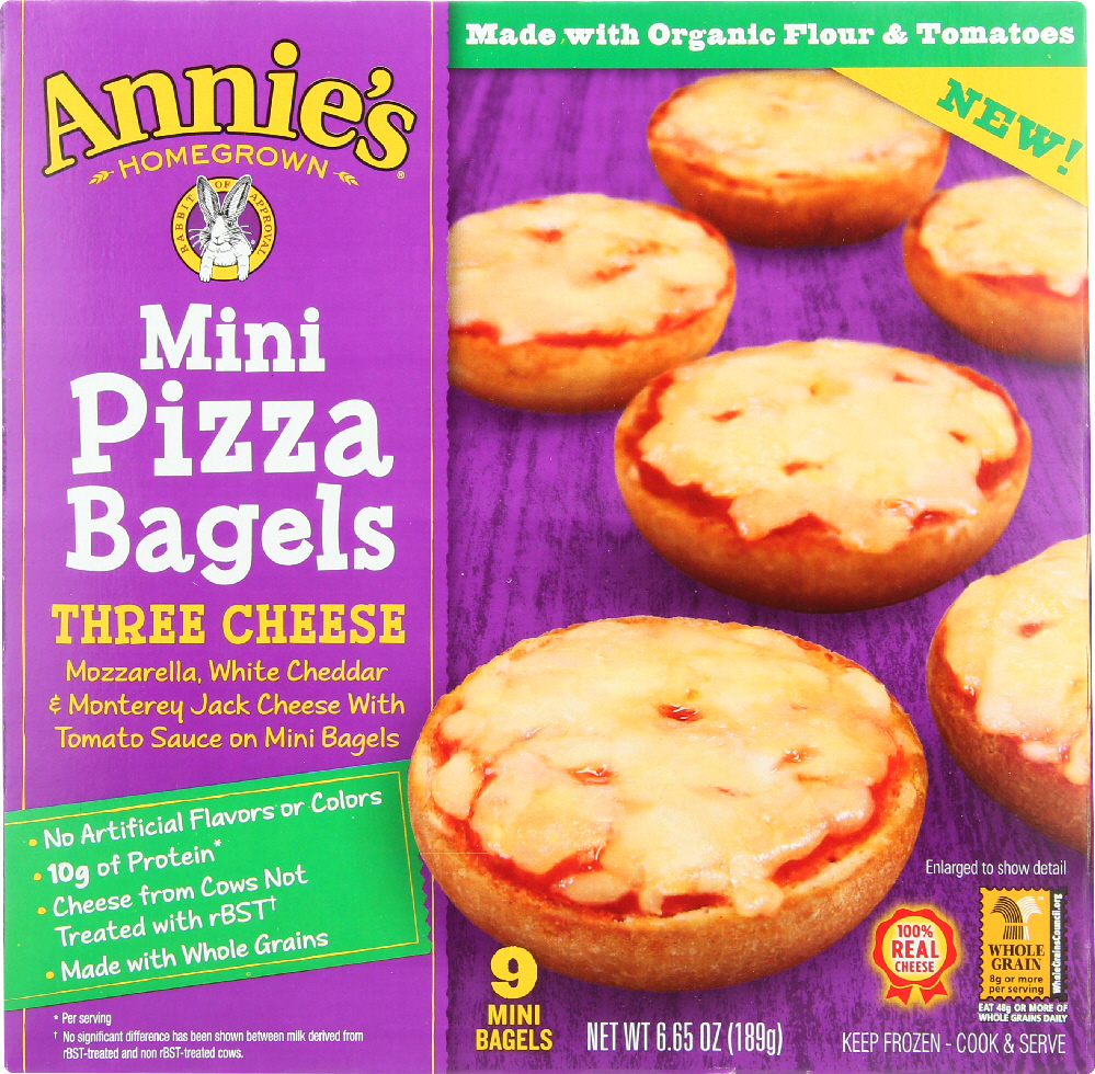 Annie'S Three Cheese Mini Pizza Bagels 9 Count - 00013562001729