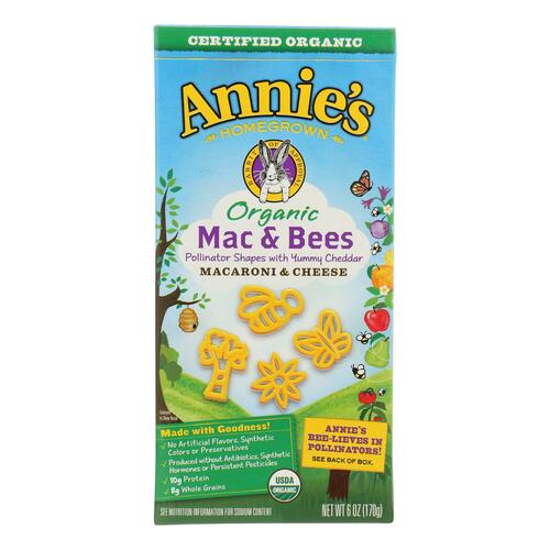 Annie's Homegrown Organic Mac And Bees Macaroni And Cheese - Case Of 12 - 6 Oz. - 013562002566