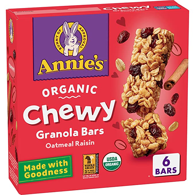  Annie's Organic Chewy Granola Bars, Oatmeal Raisin, 5.34 oz, 6 ct  - 013562002610