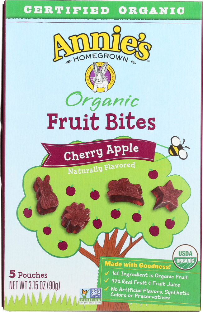 Annie'S Homegrown Organic Cherry Apple Fruit Bites 5Ct - 00013562111138