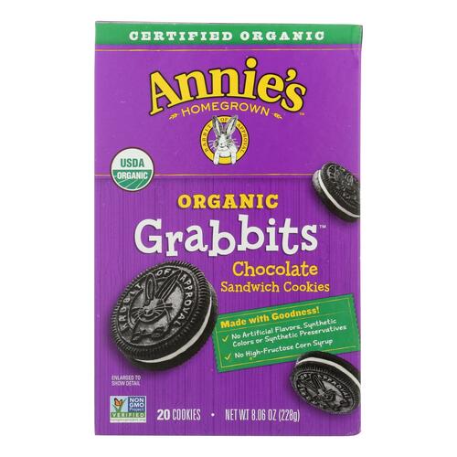 Annie'S Homegrown Organic Grabbits Chocolate Sandwich Cookies - 00013562138647