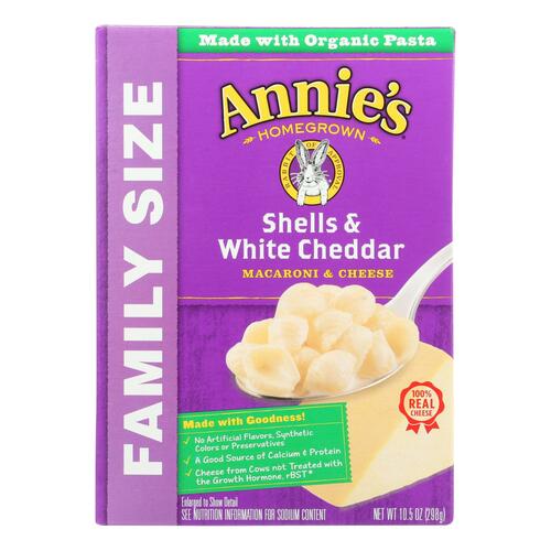 Annie's Homegrown Family Size Shells And White Cheddar Mac And Cheese - Case Of 6 - 10.5 Oz. - 013562300624