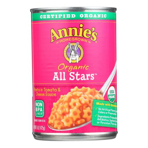 Annie's Homegrown Organic All Stars Pasta In Tomato And Cheese Sauce - Case Of 12 - 15 Oz. - 013562300662