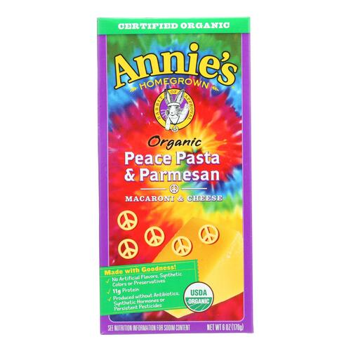 Annies Homegrown Macaroni And Cheese - Organic - Peace Pasta And Parmesan - 6 Oz - Case Of 12 - 013562300693