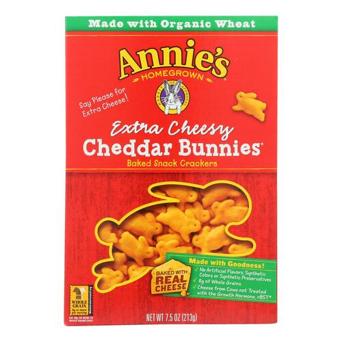 Annie'S Organic Extra Cheesy Cheddar Bunnies Baked Snack Crackers - 00013562320509