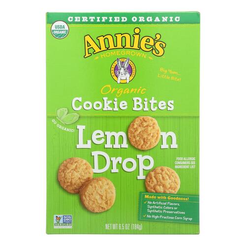 Annie's Homegrown Organic Cookie Bites, Lemon Drop - Case Of 12 - 6.5 Oz - 013562492893