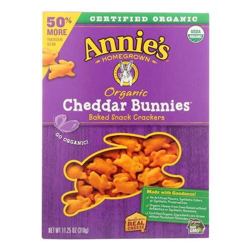 Annie's Homegrown Organic Bunnies Crackers - Cheddar - Case Of 6 - 11.25 Oz - 0013562494019