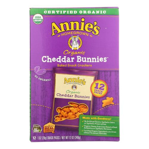 Annie's Homegrown Organic Bunny Cracker Snack Pack - Cheddar - Case Of 4 - 12/1 Oz - 013562494033