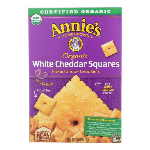 Annie's Homegrown Cheddar Squares White Cheddar Squares - Case Of 12 - 7.5 Oz - 013562495399