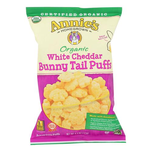 Annie's Homegrown Organic Cheese Puffs - White Cheddar Bunny Tails - Case Of 12 - 4.3 Oz - 0013562496631