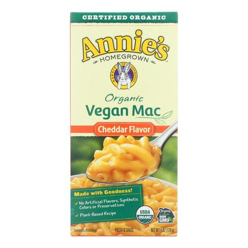 ANNIE’S HOMEGROWN: Organic Vegan Mac Cheddar Flavor, 6 oz - 0013562499014