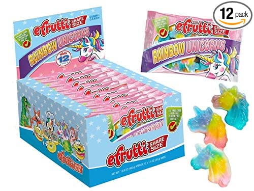  efrutti Rainbow Unicorn Gummi Candy, Share Size 1.4 Ounce Bags - 12 Count Display Box  - 013805000274