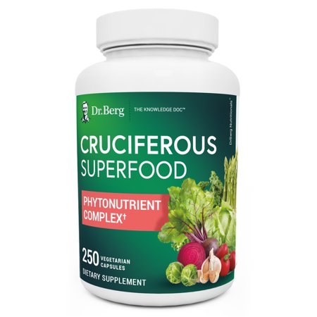 Dr. Berg's Cruciferous Superfood Vegetable Supplement - 250 Veggie Capsules - 013964977387