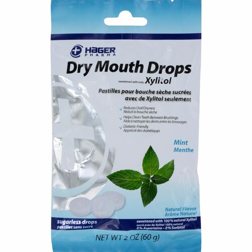 Hager Pharma Dry Mouth Drops - Mint - 2 Oz - 0014081060242