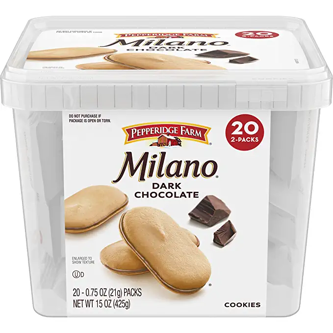  Pepperidge Farm Milano Cookies, Dark Chocolate, 20 Packs, 2 Cookies per Pack  - 655881495720