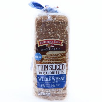 100% Whole Wheat Whole Grain Thin Sliced Bread, 100% Whole Wheat - 014100049906