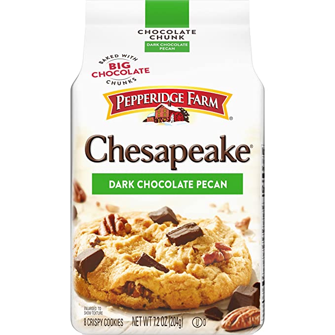 Pepperidge Farm Chesapeake Crispy Dark Chocolate Pecan Cookies, 7.2 oz. Bag - 014100077084