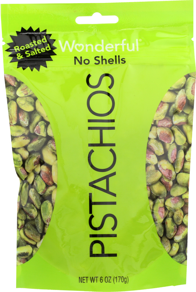 WONDERFUL PISTACHIOS: Roasted & Salted No Shell Pistachios, 6 oz - 0014113734066