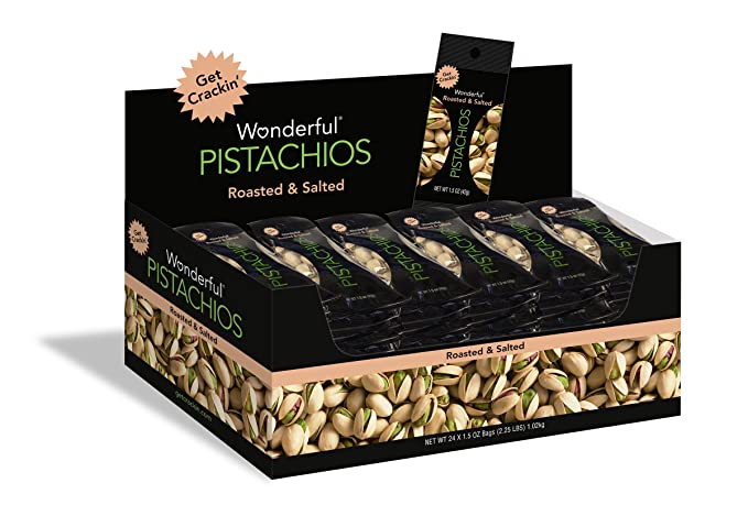  Wonderful Pistachios,Roasted (1.5 Oz, 24 Packs, 36 oz Total)  - 014113911856