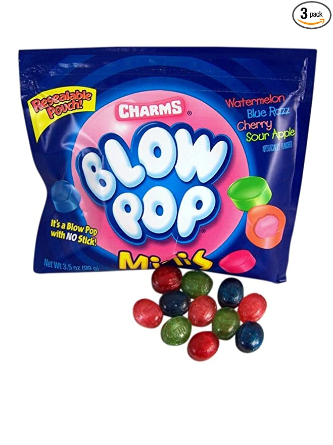 Charms Blow Pops Minis Candy, 3.5 oz Resealable Pouch, Pack of 3 - 014200035526