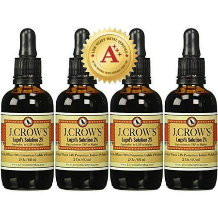 J.CROW S Lugol s Solution of Iodine 2% 2 oz Four Pack (4 bottles) - 014202827020