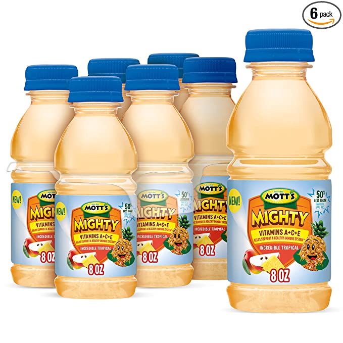 Mott's Mighty Incredible Tropical Juice Drink, 8 fl oz bottles, 6 pack - 014800000306