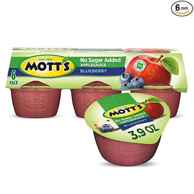  Motts Inc Flavored Apple Sauce, Blueberry Delight , 3.9 Oz, Pack of 6  - 014800210927