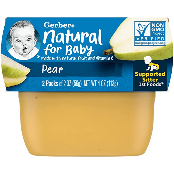  Gerber 1st Foods Baby Food, Pear Puree, Natural & Non-GMO, 2 Ounce Tubs, 2-Pack  - 015000003067