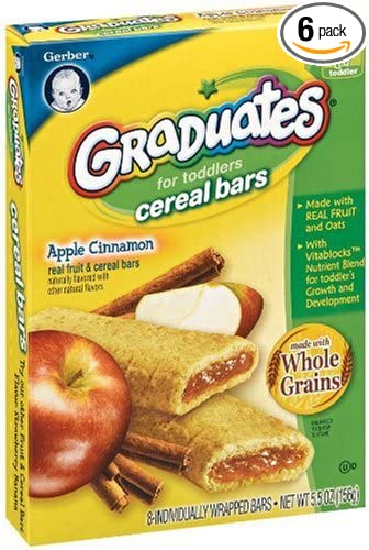  Gerber Graduates Apple Cinnamon Fruit & Cereal Bars, 8-Count Bars (Pack of 6) - 015000013615