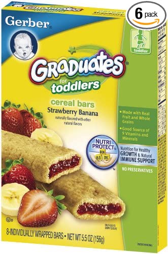  Gerber Graduates Strawberry & Banana Fruit & Cereal Bars, 8-Count Bars (Pack of 6)  - 015000013622