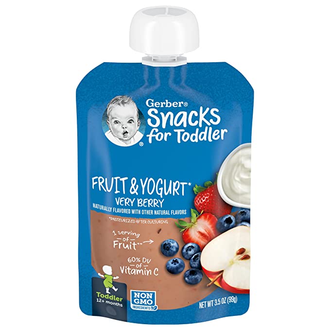  Gerber Baby Food Pouches, Toddler 12+ Months, Fruit & Yogurt Very Berry, 3.5 Ounce  - 015000045012