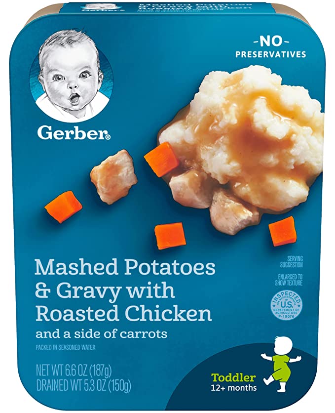 Gerber Graduates Lil' Meals MASHED POTATOES & GRAVY WITH ROASTED CHICKEN & CARROTS - 6.6oz. (Pack of 6) - 015000048723