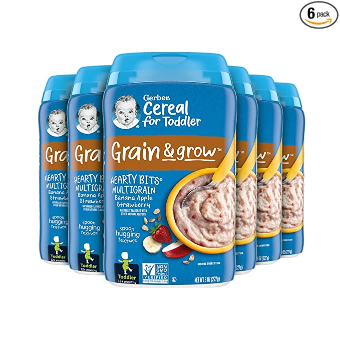  Gerber Baby Cereal Hearty Bits Multigrain, Grain & Grow, Banana Apple Strawberry, 8 Ounce (Pack of 6)  - 015000070366