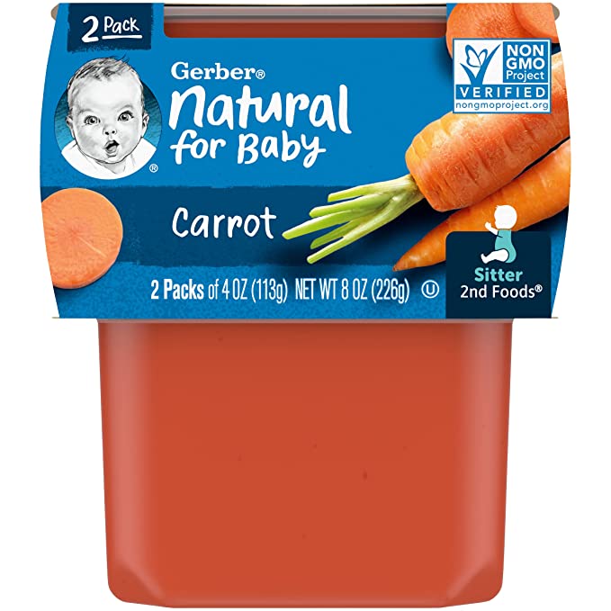  Gerber 2nd Food Baby Food Carrot Puree, Natural & Non-GMO, 4 Ounce Tubs, 2-Pack  - 015000076009