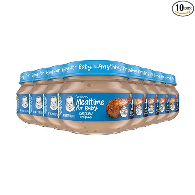 Gerber Baby Foods 2nd Foods Meat, Chicken & Gravy, Mealtime for Baby, 2.5 Ounce Jar (Pack of 10) - 015000912123