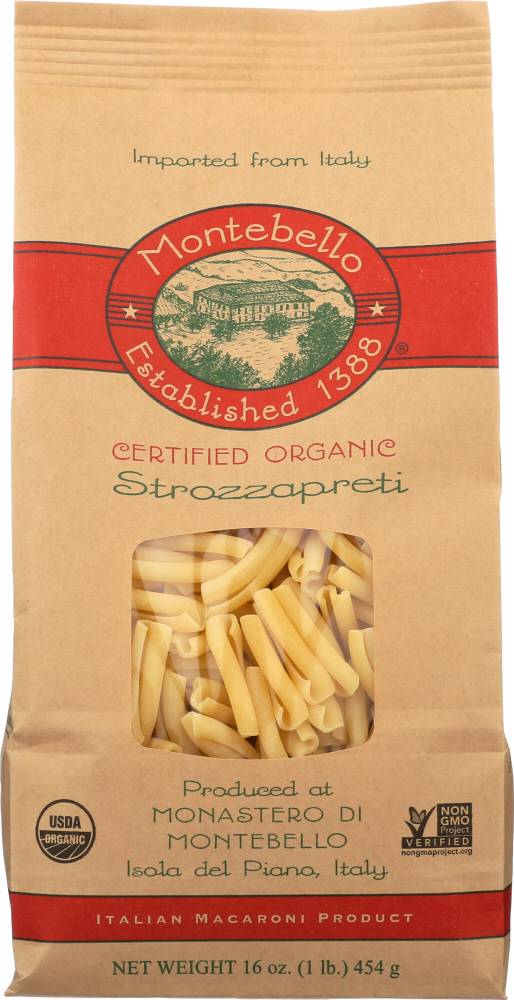 Montebello, Organic Strozzapreti, Italian Macaroni Product - 015532101064