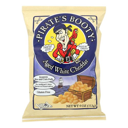 PIRATE’S BOOTY: Baked Rice and Corn Puffs Aged White Cheddar, 4 oz - 0015665601004