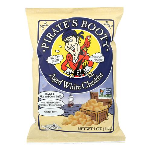 Pirate Brands Booty Puffs - Aged White Cheddar - Case Of 12 - 4 Oz. - 015665602001
