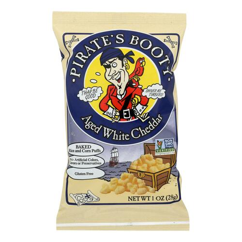 Pirate Brands Booty Puffs - Aged White Cheddar - Case Of 24 - 1 Oz. - 015665602049