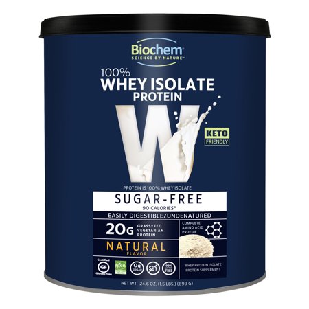 100% Whey Isolate Protein Natural Sugar Free Biochem 24.6 oz Powder - 015794020790