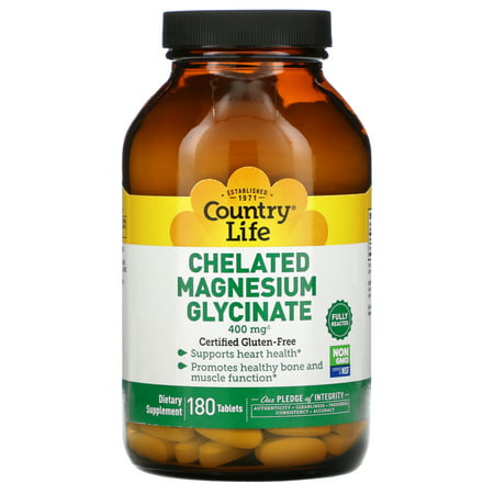 Chelated Magnesium Glycinate 133 mg 180 Tablets Country Life - 015794026815