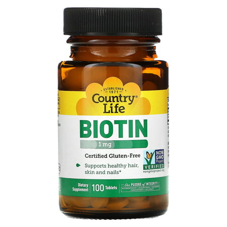 Biotin 1 mg 100 Tablets Country Life - 015794065036
