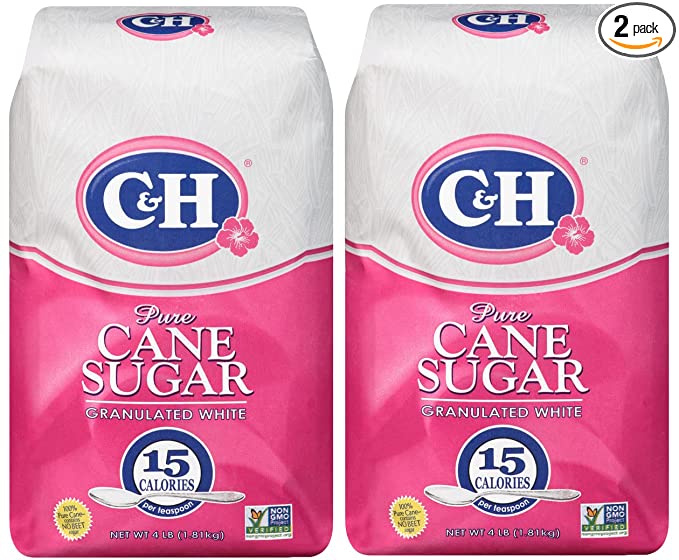  C&H Premium Pure Cane Granulated Sugar, 4 LB Bag (Pack of 2)  - 015800030621