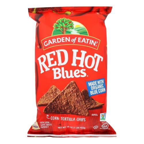 GARDEN OF EATIN: Red Hot Blues Tortilla Chips, 16 oz - 0015839008233